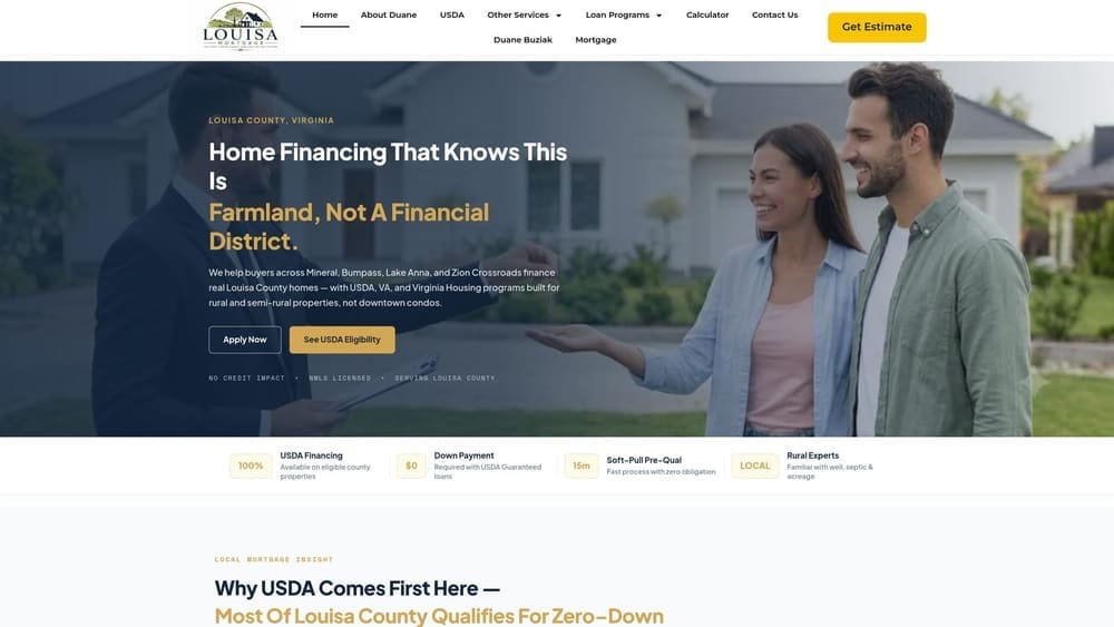 Screenshot of Louisa Mortgage (Coast2Coast Mortgage LLC) website