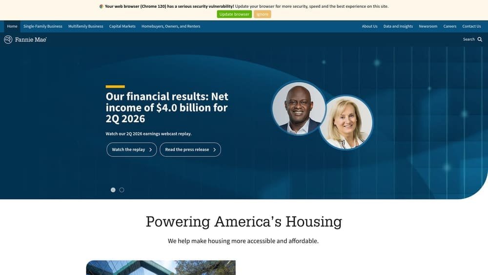 Screenshot of Fannie Mae website
