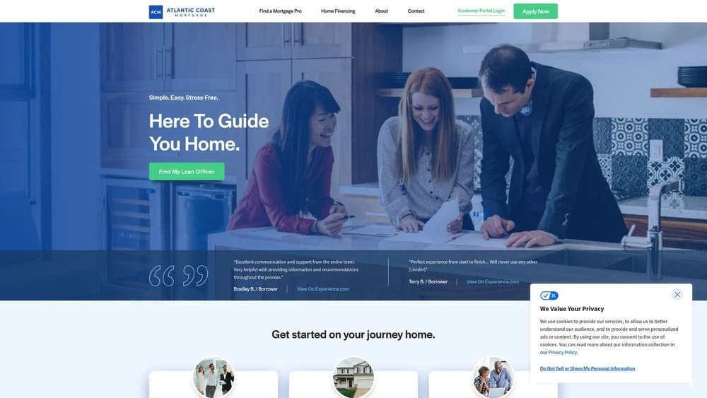Screenshot of Atlantic Coast Mortgage website
